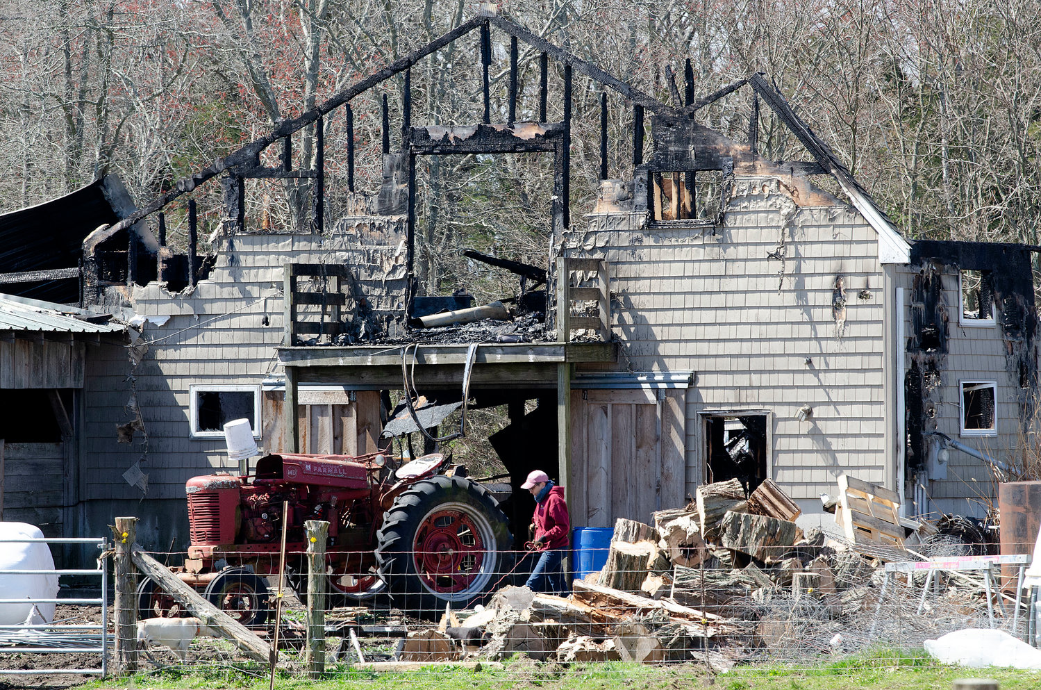 The aftermath of the Barton Avenue fire as seen on Monday morning in Touisset.