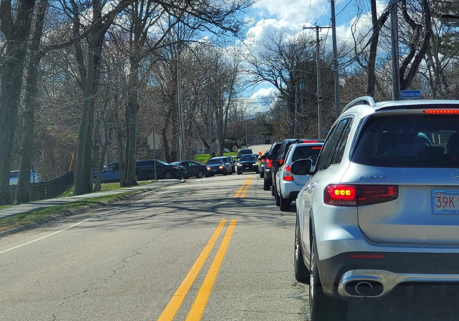 A Barrington resident snapped this photo while stuck in traffic outside of Barrington Middle School during school dismissal earlier this year. This is just west of the intersection of Middle Highway and Lincoln Avenue, where the town and state are talking about improvements.