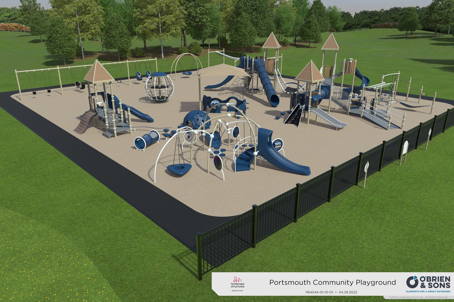 A rendering of the new playground being proposed by the Four Hearts Foundation to replace the existing one on Turnpike Avenue.