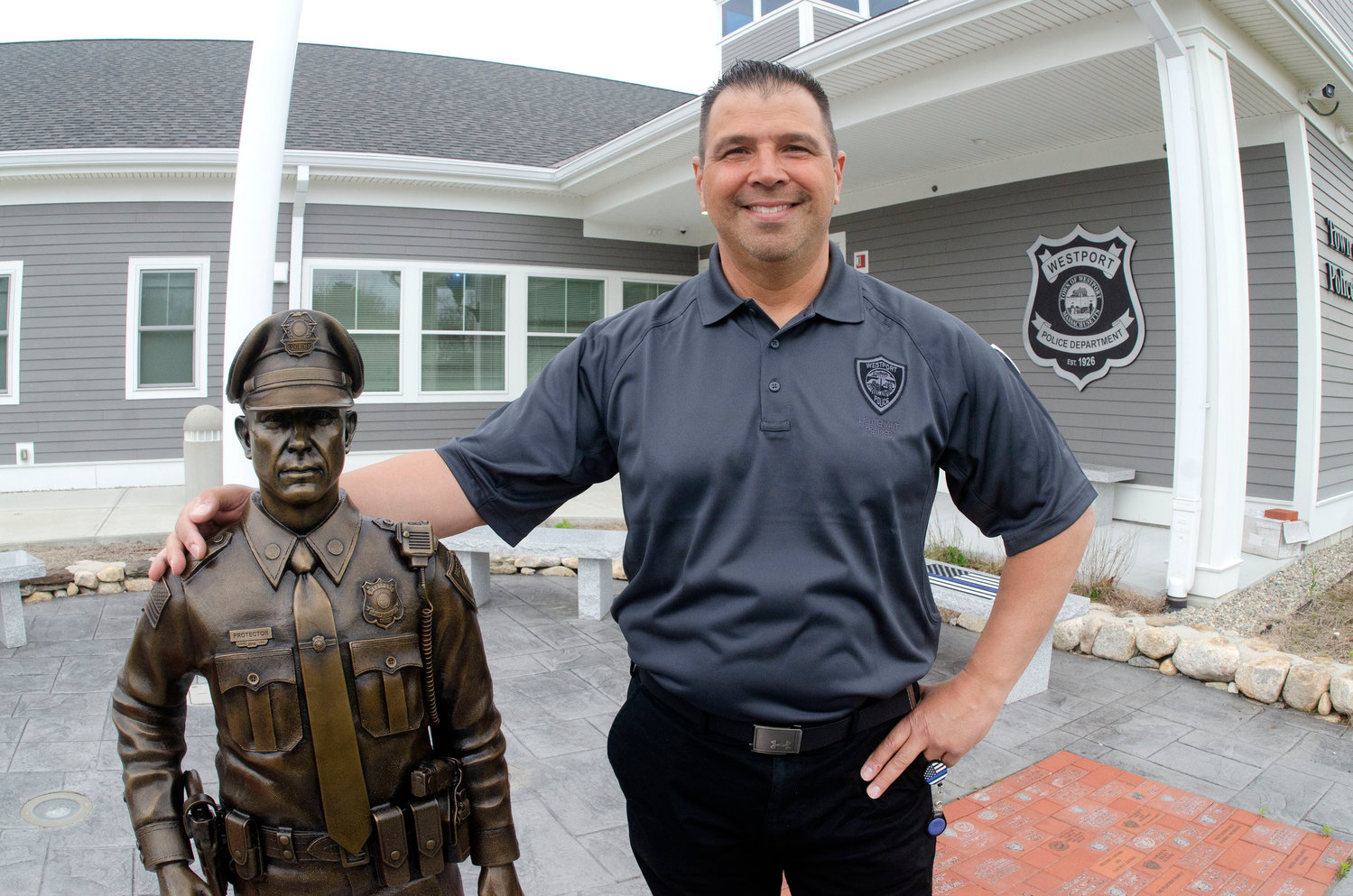 Lt. Thomas Plourde, who was instrumental in the placing of the bronze police officer outside the new police headquarters, has all but retired from the force.
