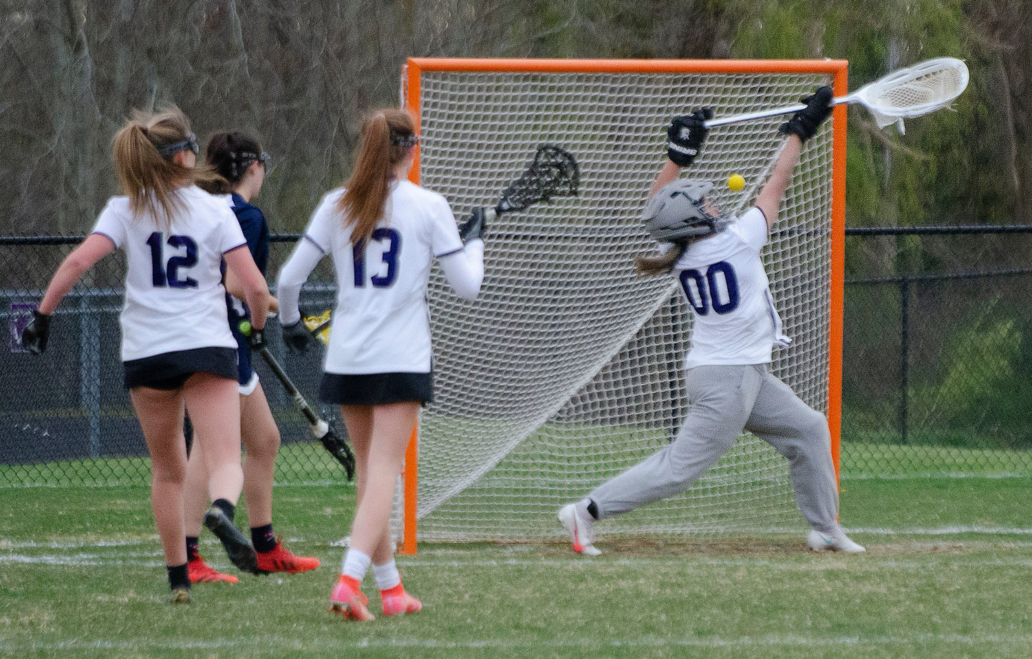 Huskies goalkeeper Abby Razzino makes a save during the team’s loss to Tollgate on Friday evening.