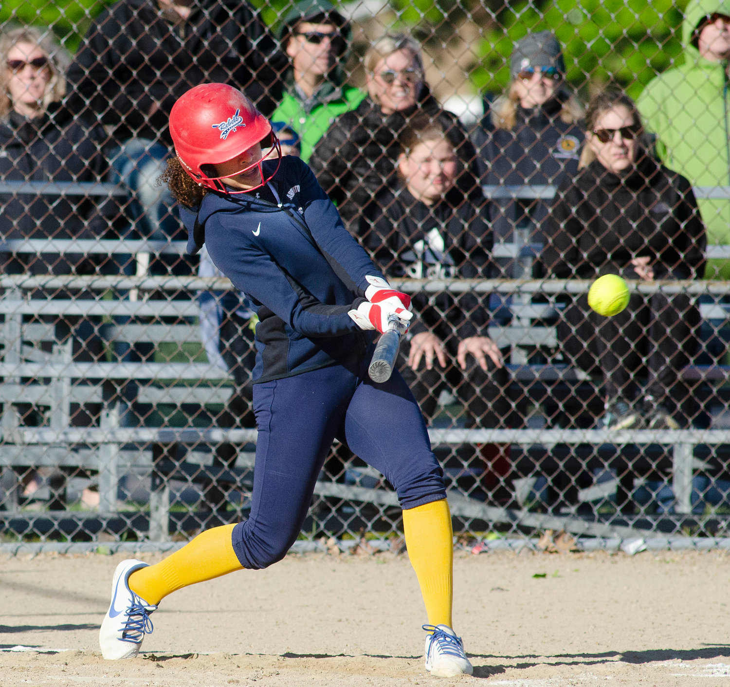 Barrington first baseman Isys Dunphy smacks a double to left field and drives in a pair of runs for the Eagles.