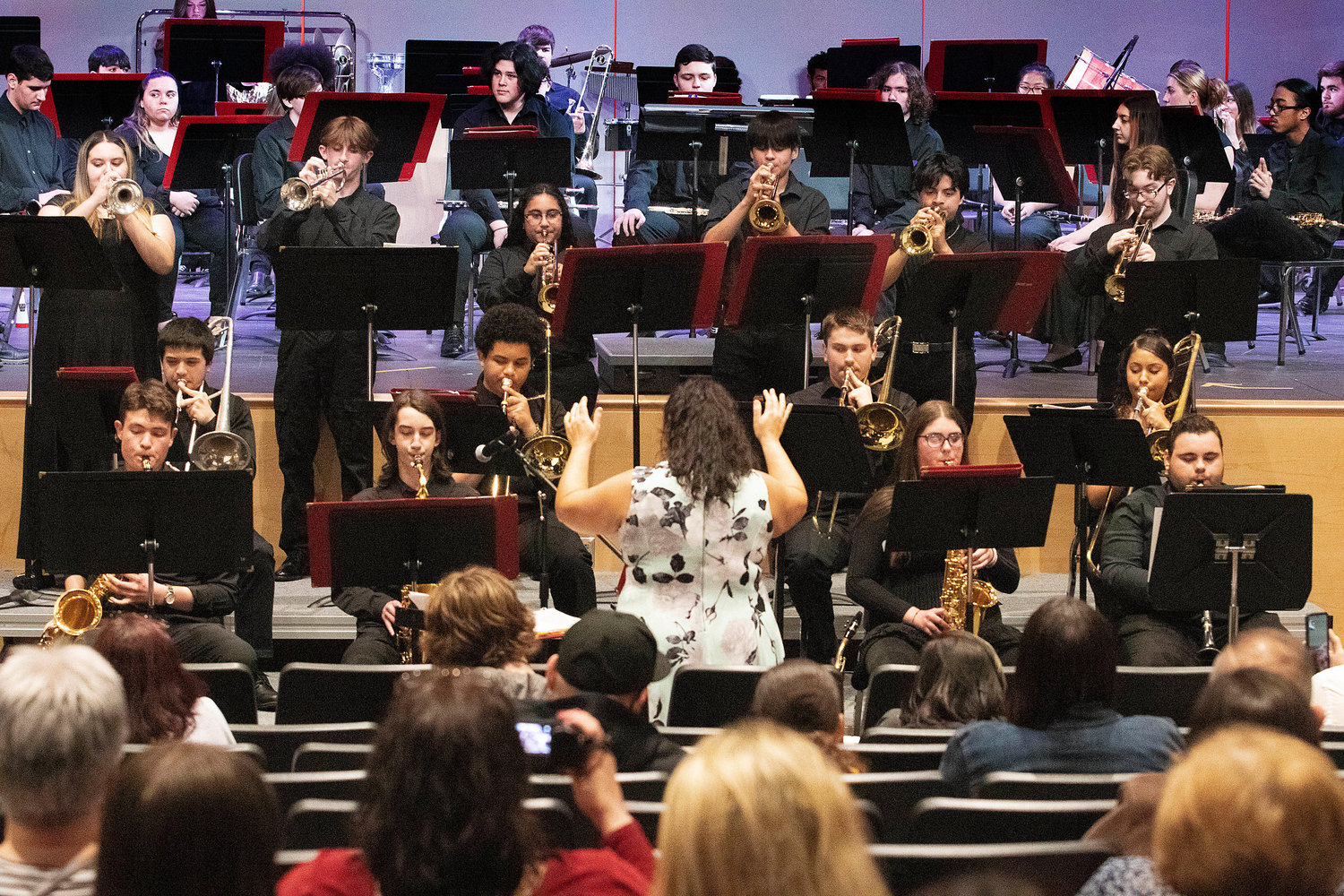 The jazz band performs during the concert.