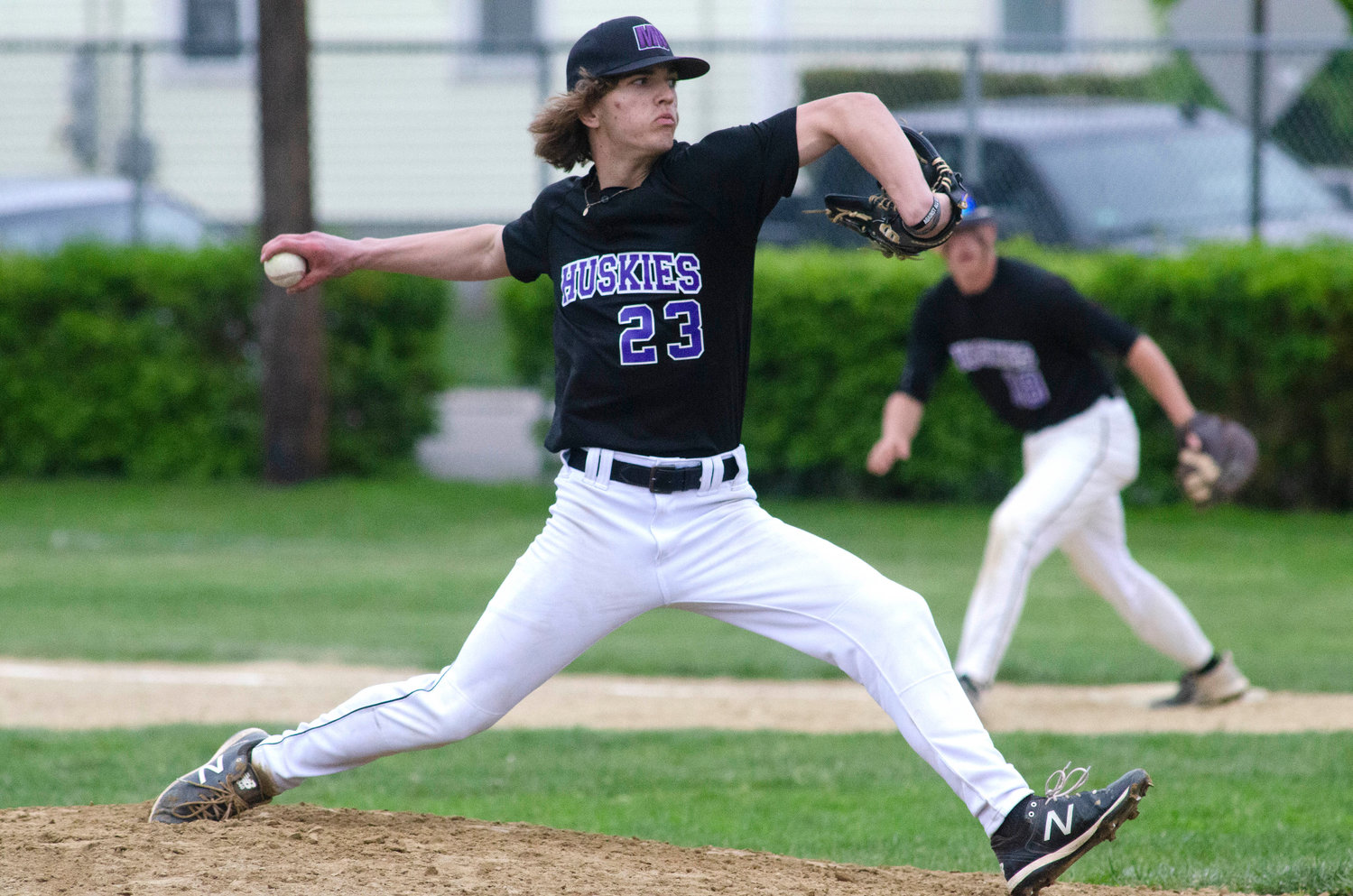 Mt. Hope starting pitcher Brad Denson struck out ten in a complete game, two hit shut out as the Huskies beat La Salle 3-0 in Providence on Thursday afternoon.