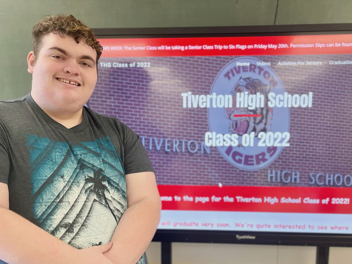 Tiverton High School senior Aidan McCrosson dedicates his senior project to his fellow students.