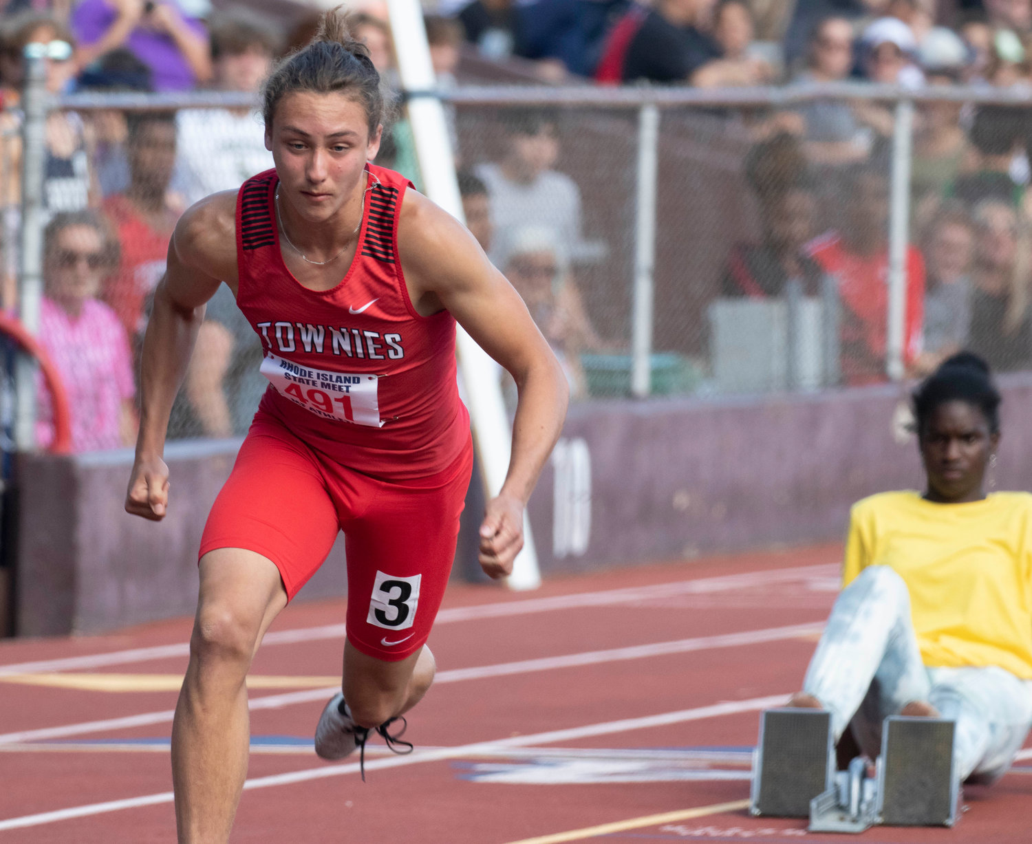 Nick Morrison, who placed sixth, runs the 400.