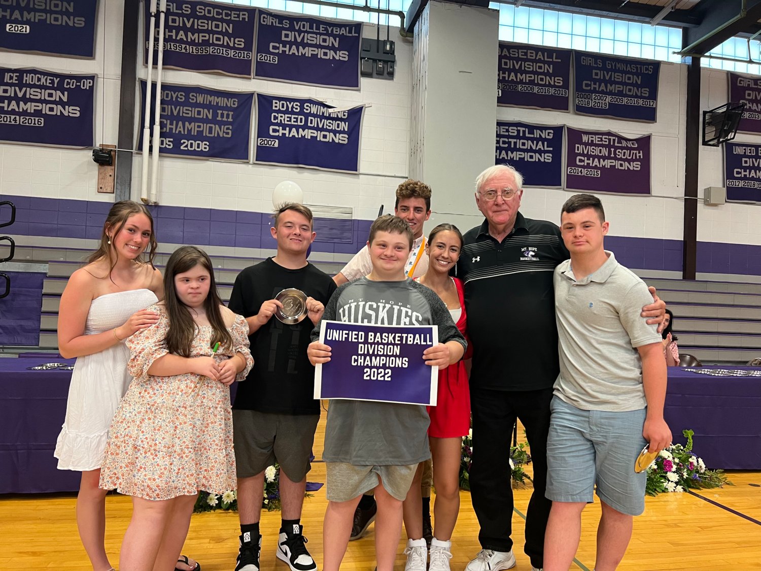 The Mt. Hope Unified Basketball Team was recognized for its divisional championship on Wednesday night. Recognized were coach Tom Fullen, as well as Mike Bissone