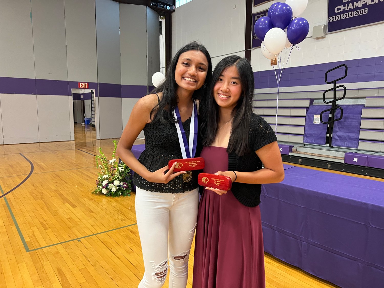 Aditi Mehta and Eva White received Pen Awards for receiving the highest GPA among graduating students.