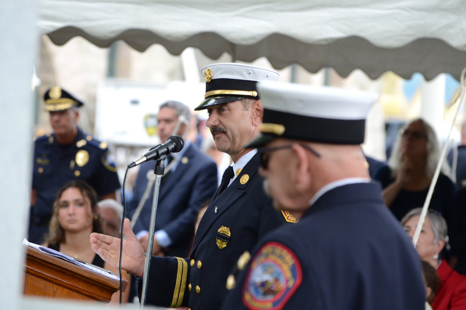 Firefighter Dave Cairrao provided remarks on behalf of the department.