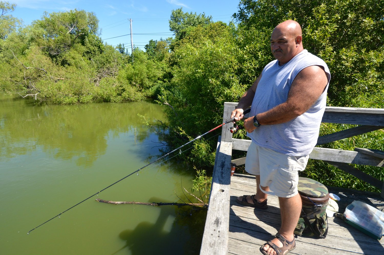 The state says visitors to Thurston Gray Pond, aka Upper Melville Pond, should be careful not to ingest water or eat fish from the pond. All recreation, including fishing, boating, and kayaking, should be avoided.