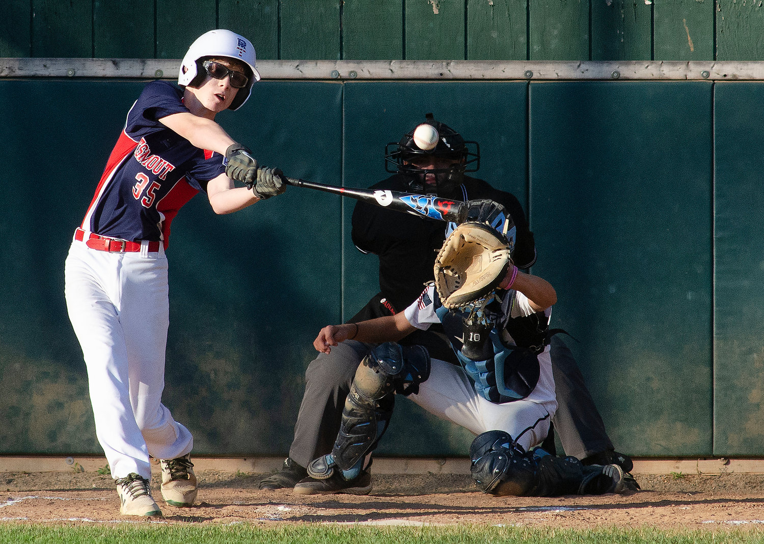 Tyler Boiani smashes a hit to the left centerfield gap for an RBI double in the fourth inning.