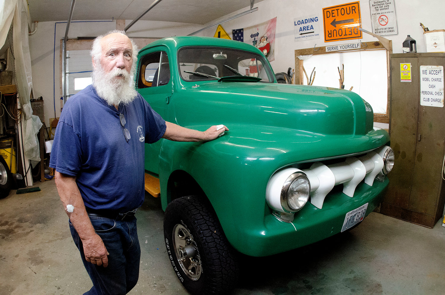Philip Holmes, a Market Street resident of about 35 years, began work on this wholly unique truck in 2002, which includes a 1951 Ford welded to a 1983 Chevrolet 4x4 frame.