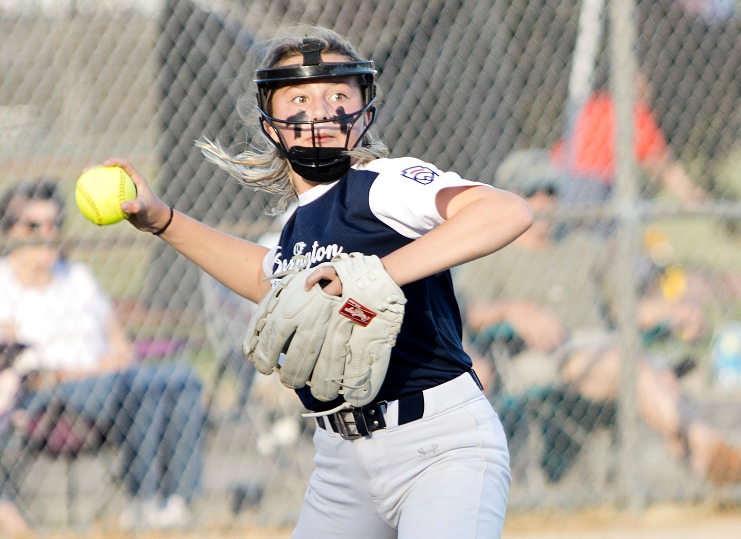 Barrington's Audry Paxton throws to first while competing against Tiverton in the 12U All-Star playoffs, Wednesday.