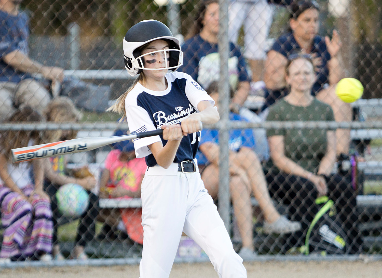 Addison O'Byrne goes up to bat against Tiverton during the 12U All-Star playoffs, Wednesday.