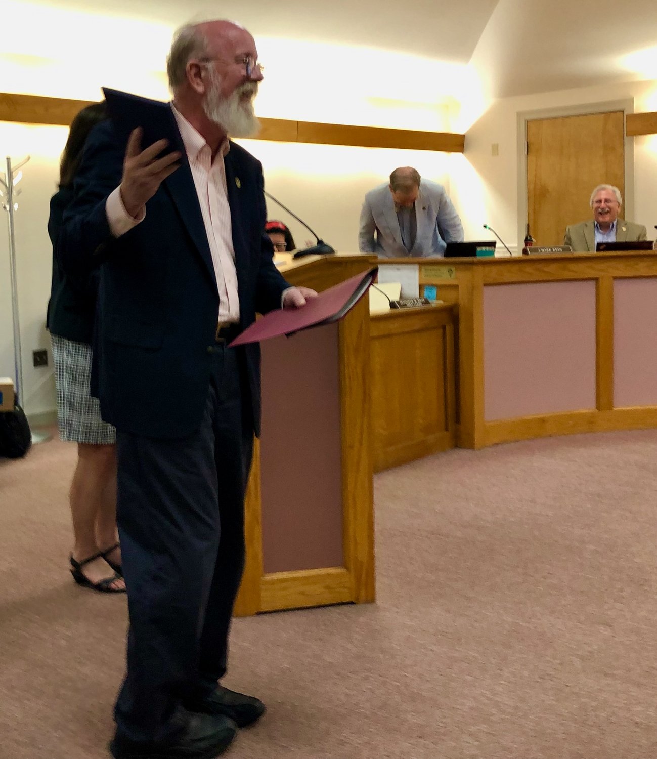 “I finally got a tile!” Crosby exclaimed after he was presented with a town tile and a proclamation in his honor during a Town Council meeting on Monday, June 27.