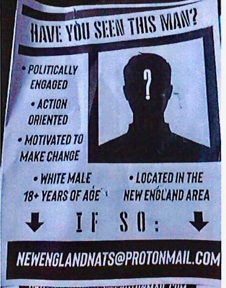 One of the signs that was posted in East Providence last month. Similar flyers were found along the Fourth of July parade route in Bristol, and in Providence.