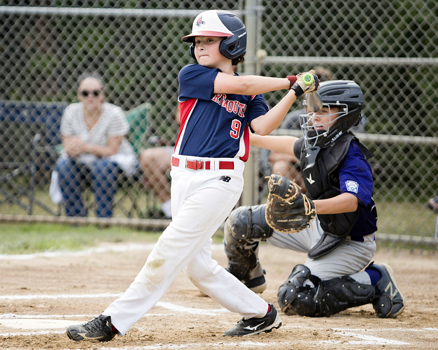 Carter Doran follows through with a swing while at bat against Bristol/Warren in the District 2 Major All-Star finals, Saturday.