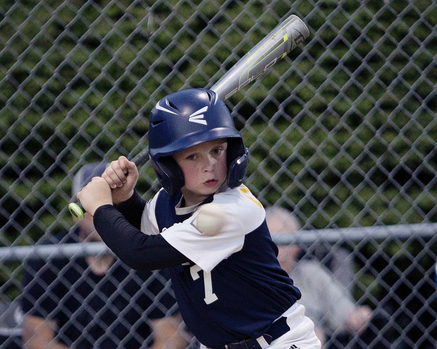 Harrison Collins watches the ball while up to bat against Cranston East in the 11U All-Star State Tournament, Wednesday.