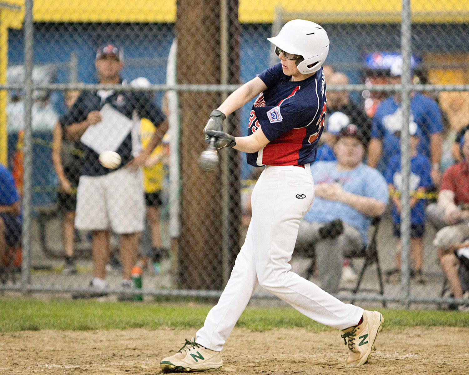Tyler Boiani sends the ball out of the park, narrowing the score to 4-3 in the sixth inning of the Little League state finals against Cumberland.