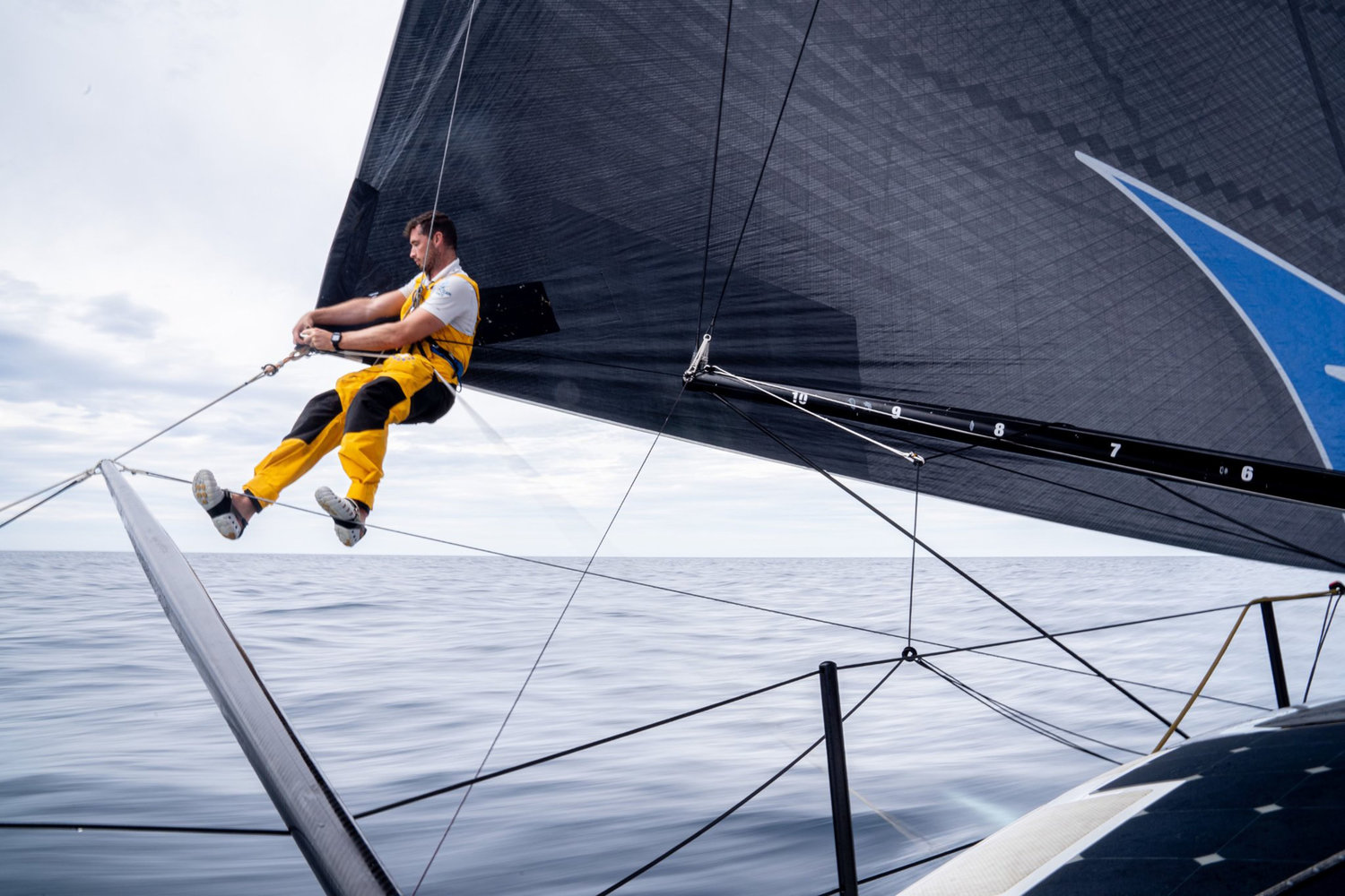 11th Hour Racing team media member Amory Ross of Newport took this photo of sailor Jack Bouttell on Aug. 3, during the team’s voyage back to France to train before the race in January.