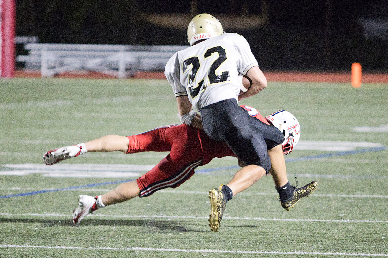 John Voute blocks a North Kingstown ball-carrier during the second half of Friday's home opener.