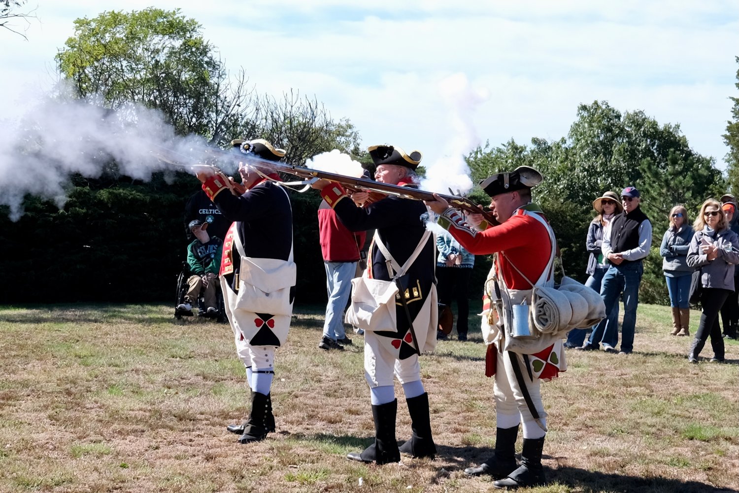 Members of the Henry Knox Color Guard from the Massachusetts Society of Sons of the American presented a musket firing exhibit.