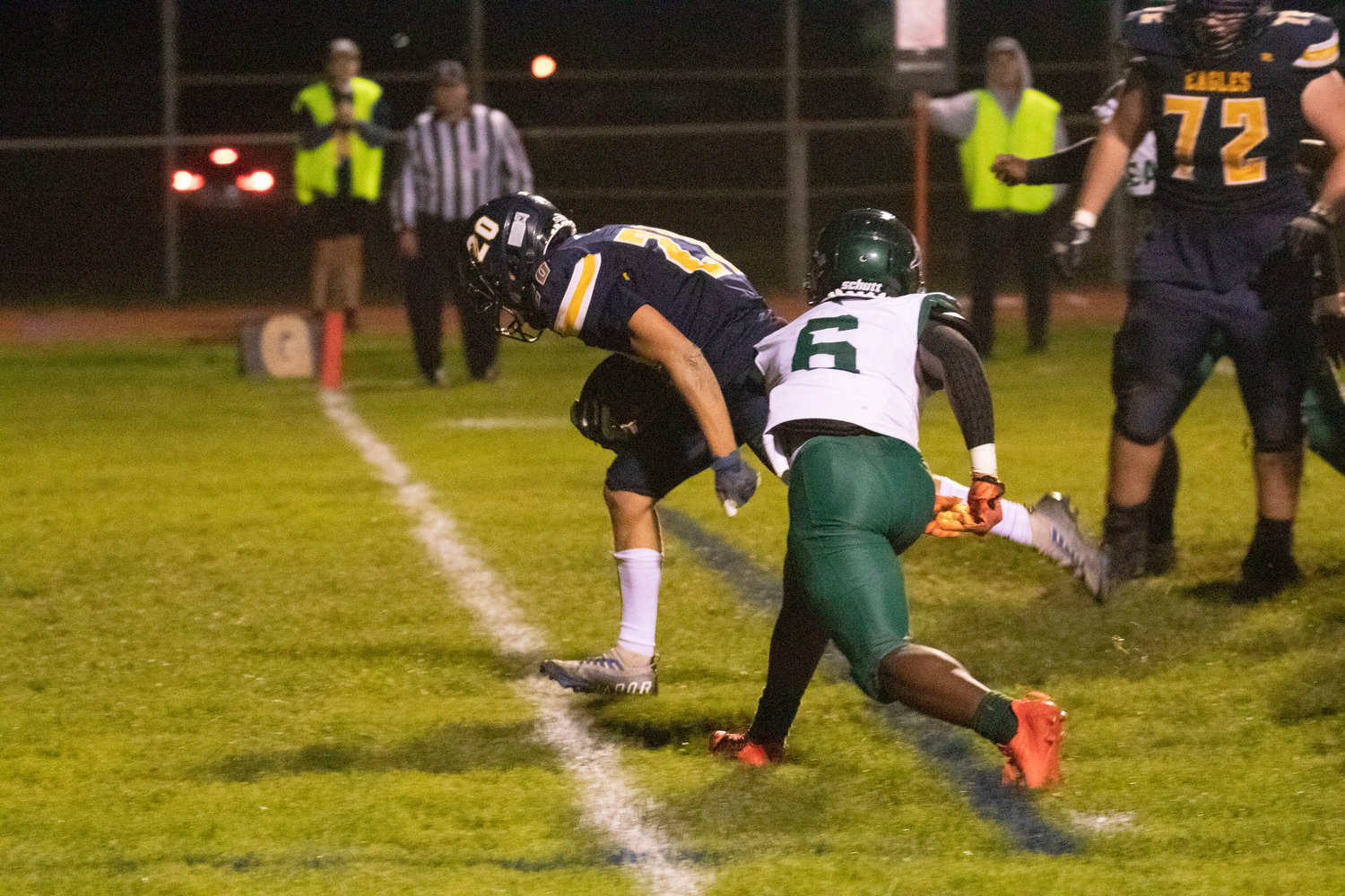 AJ DiOrio sprints into the end zone during the Eagles' game against Cranston East on Friday night.