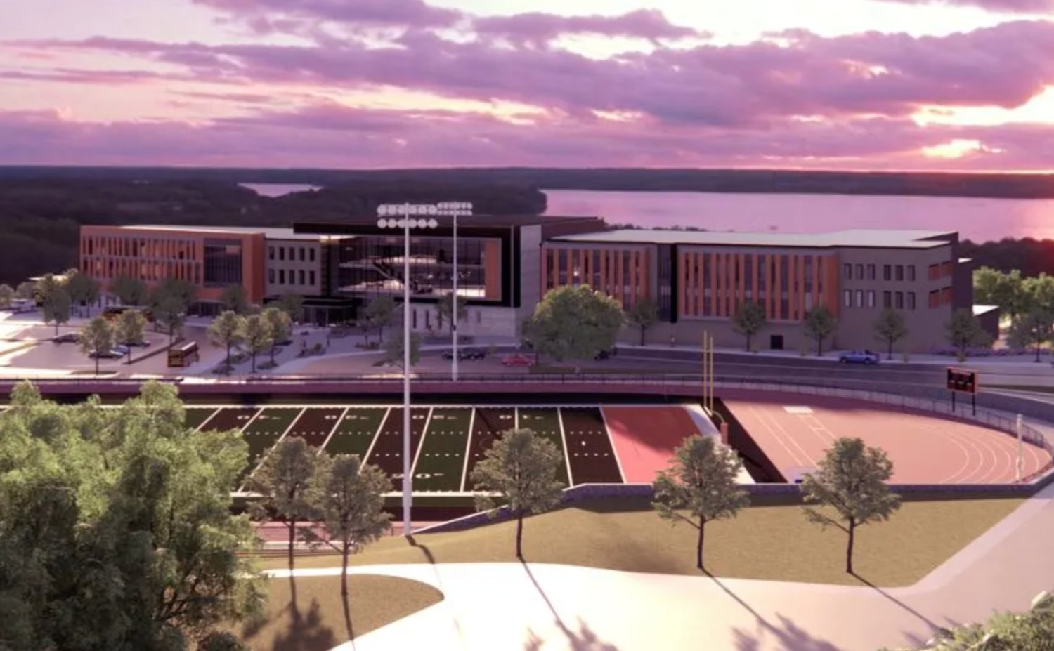 An architectural rendering of what the new Diman regional vocational school would look like.