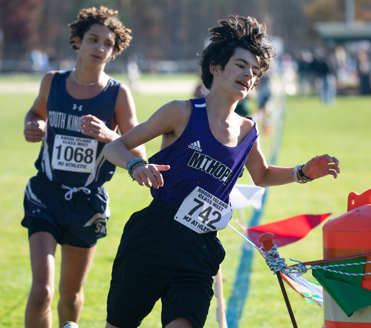 Jacob Betres runs in in the boys class B championship. He placed 36th with a time of 19:06.3 on Saturday at Ponaganset High School.