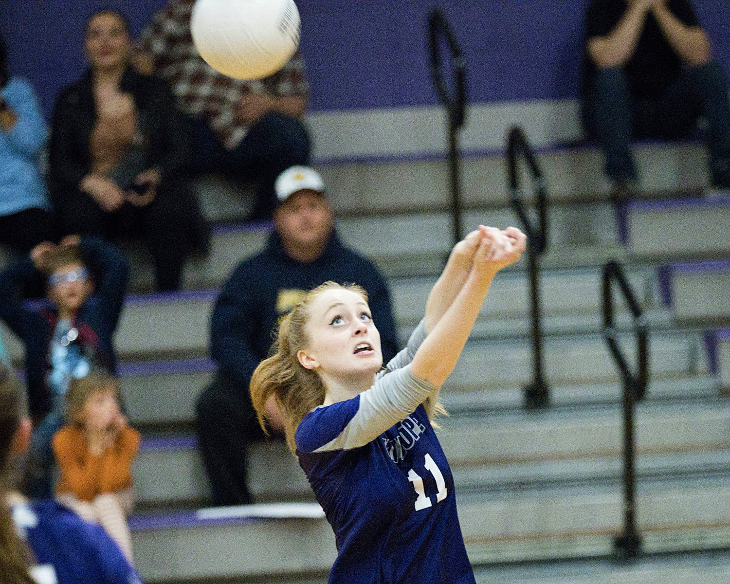 Jillian Brown sends the ball over the net while competing with Lincoln in the DII Preliminary game, Tuesday.