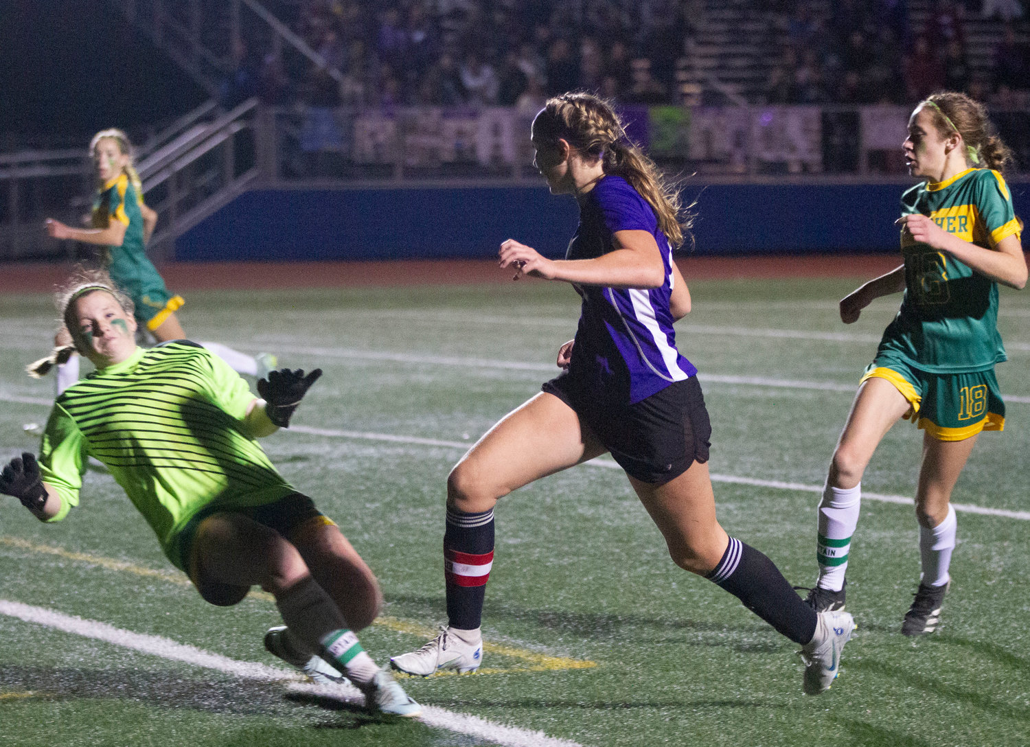 Sara Nencka scores an insurance goal in in the second half.