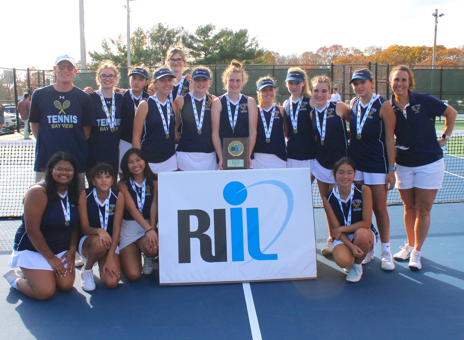 The 2022 Division III champion Bay View girls' tennis team.