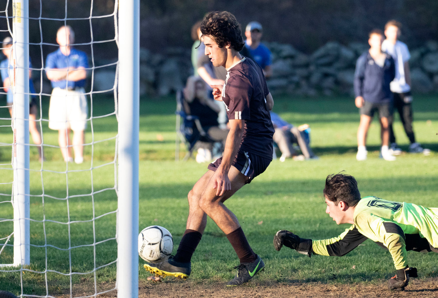 Striker Hunter Brodeur taps the ball into the net to give Westport a 3-0 lead in the Wildcats win over Granby in the Division 5 round of 32. Brodeur blasted a shot on the keeper and collected his own rebound to score the goal. The senior now has 37 goals for the season.