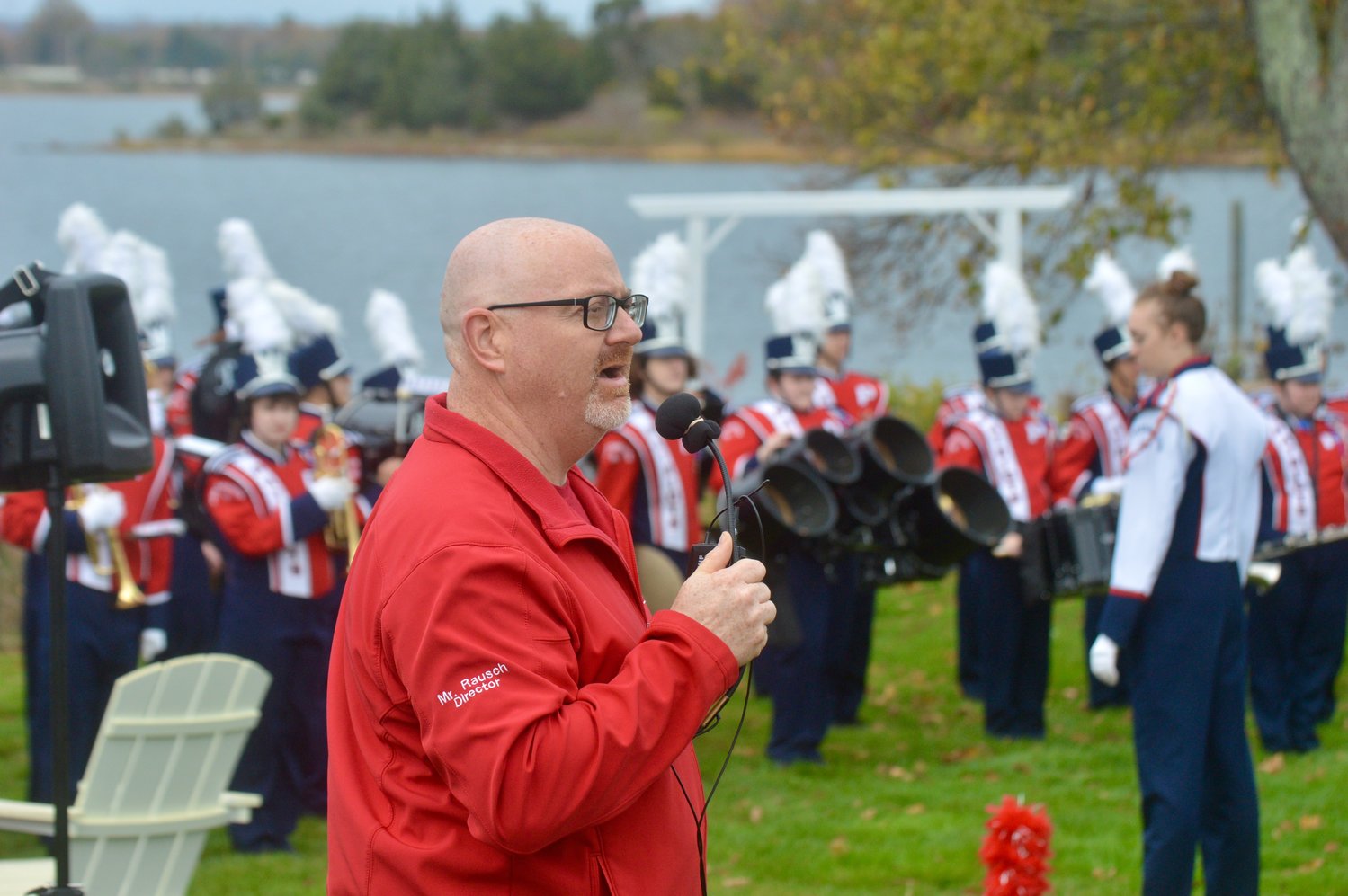 PHS Band Director Ted Rausch thanks veterans for their service.