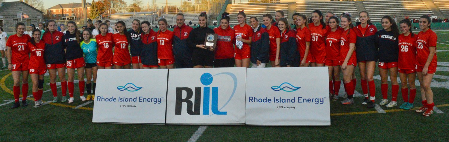 Members of the PHS girls’ soccer team pose for a photo after being runners-up in R.I. Division II.