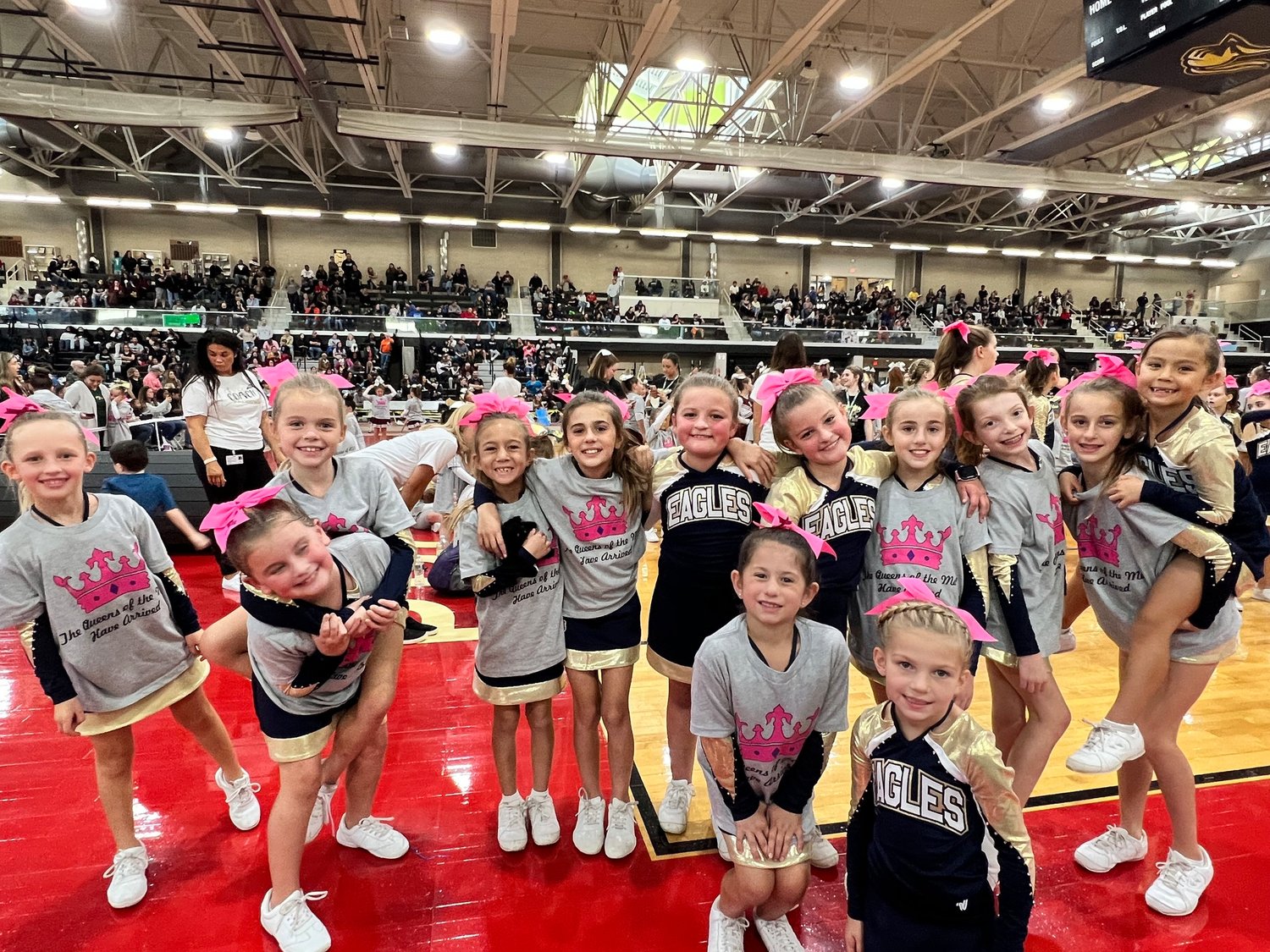 The Barrington Pop Warner Mitey Mite cheer team finished third in its division at the RISMA State Cheer Competition.