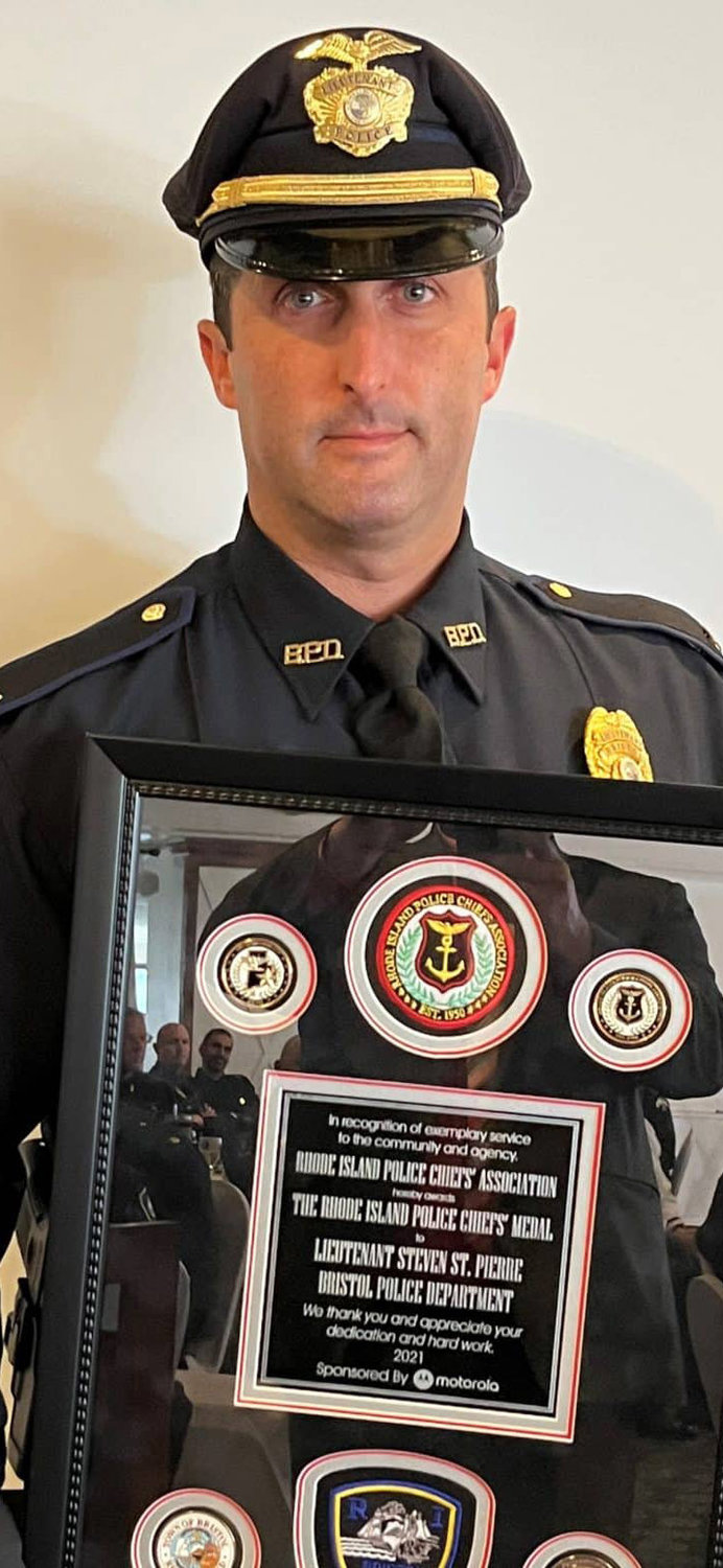 Bristol Police Lt. Steven St. Pierre has been recognized with the Rhode Island Police Chiefs’ Association's 2021 Exemplary Service Award.
