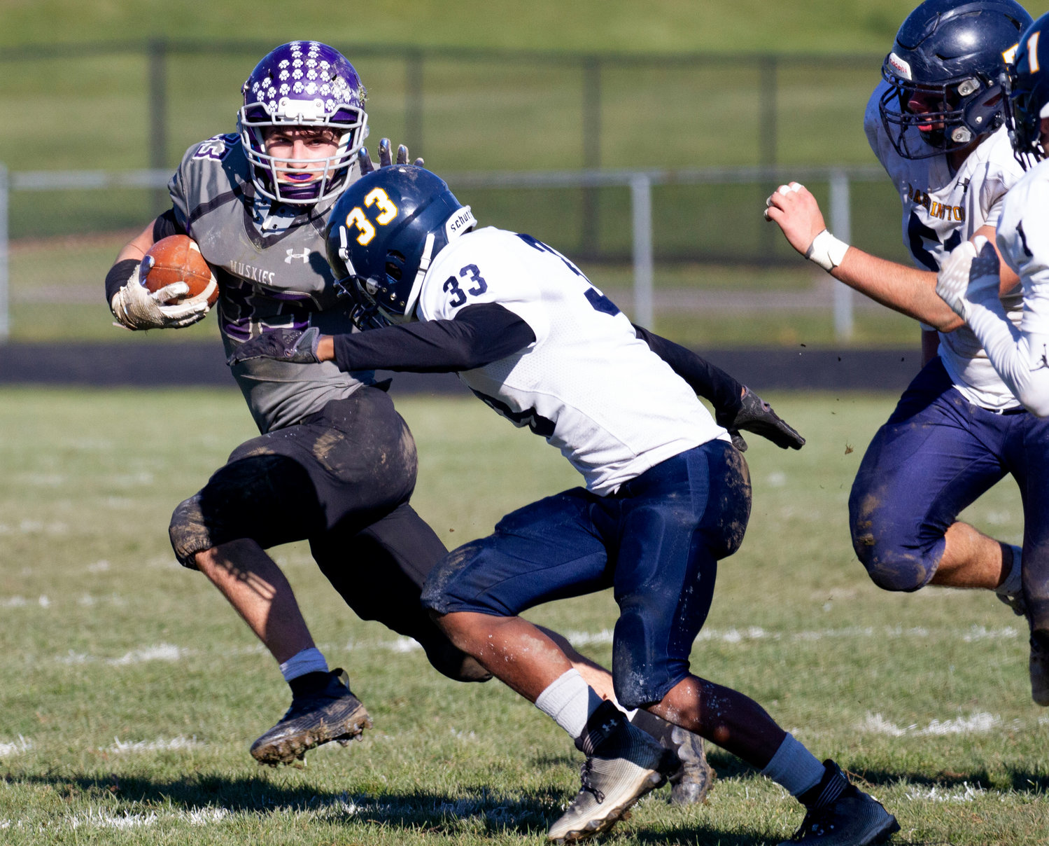 Running back Brock Pacheco speeds around an Eagles defender in the third quarter.