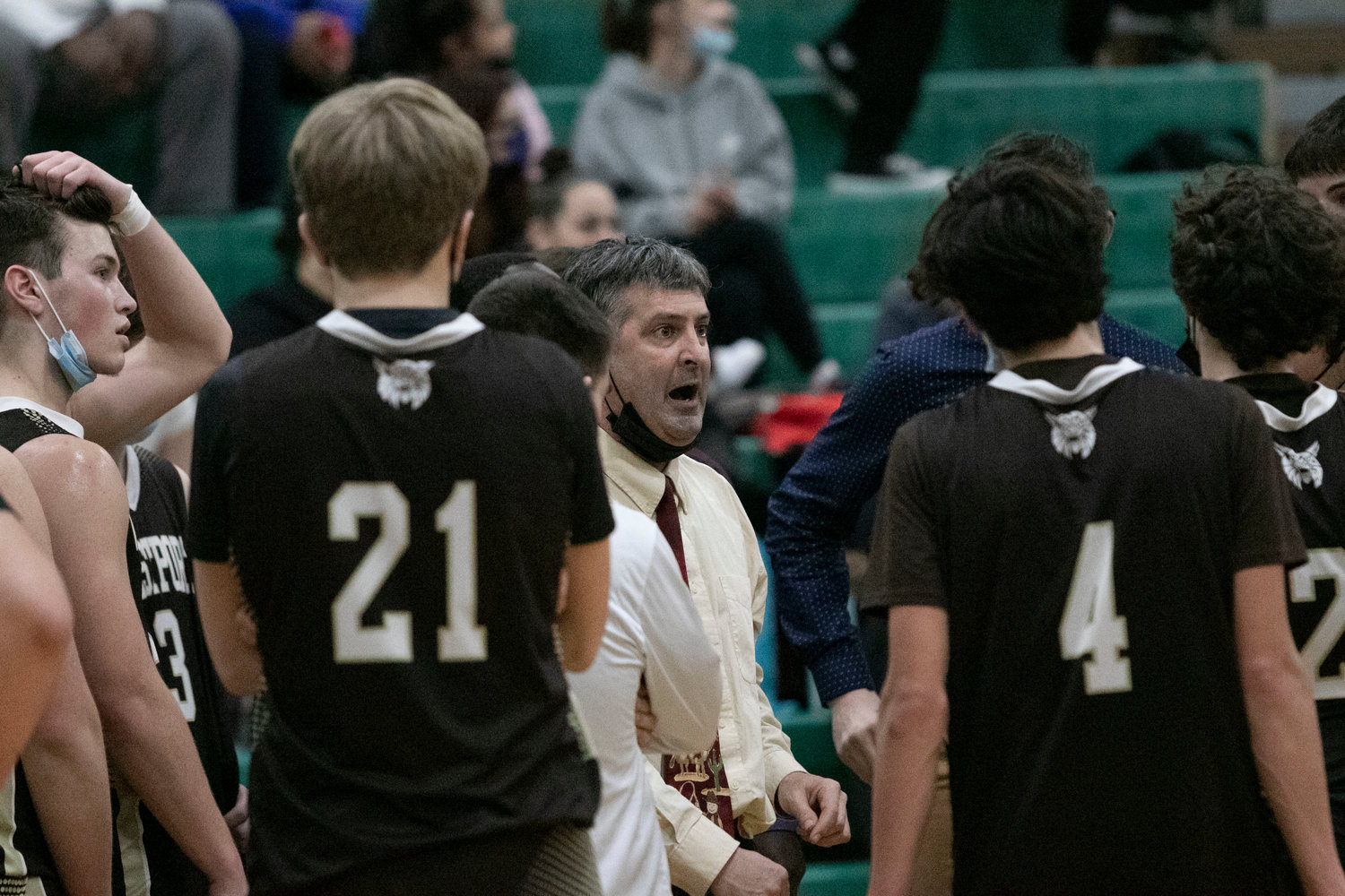 Head coach Scot Boudria speaks to his team during their Sweet 16 loss to Paulo Freire last season. He said that “The sky is the limit,” for this year’s Wildcats as they begin the 2022-23 season with scrimmage games this week.