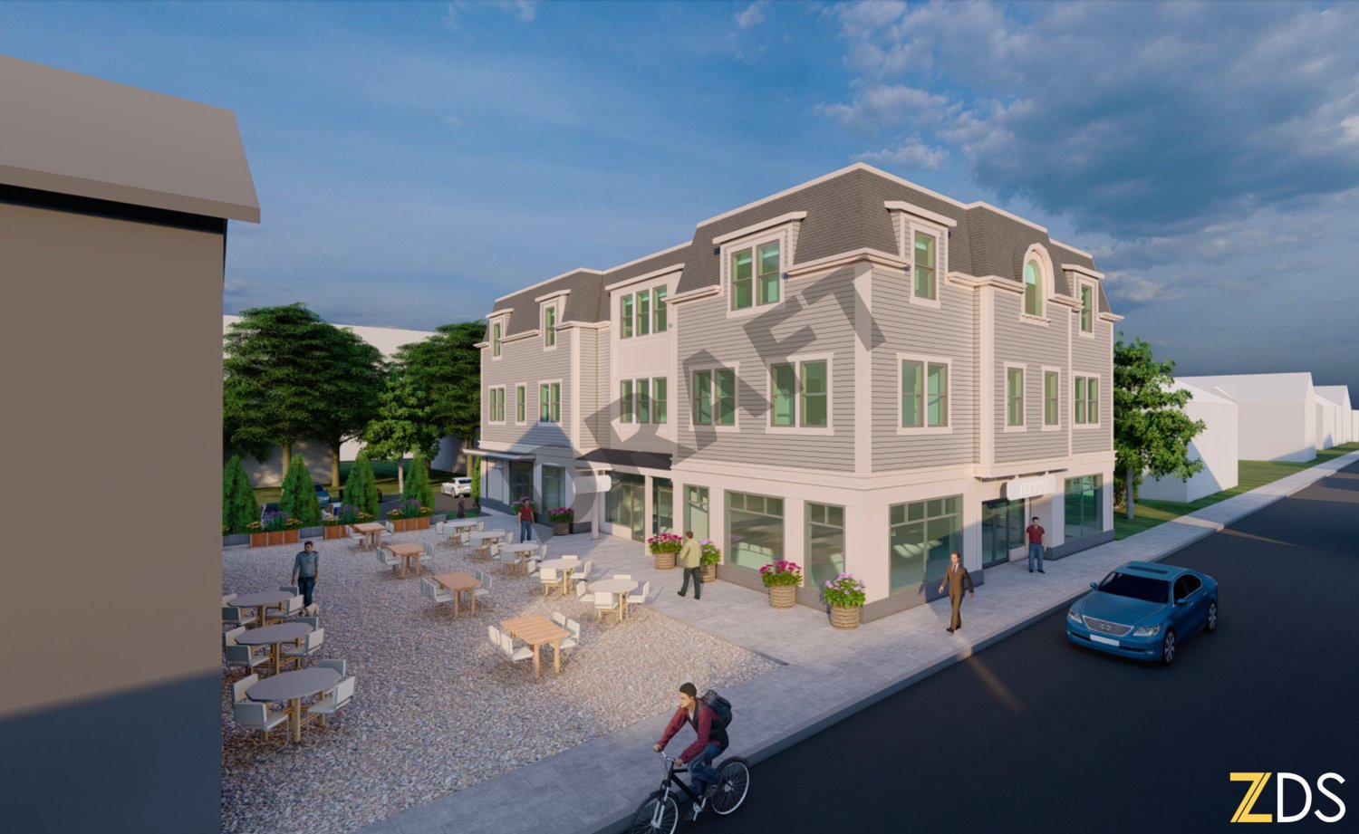 A new draft rendering of the 119 Water St. project shows a three-story building of smaller scale than the originally proposed building, which was four stories and over 50 feet tall at its highest point.