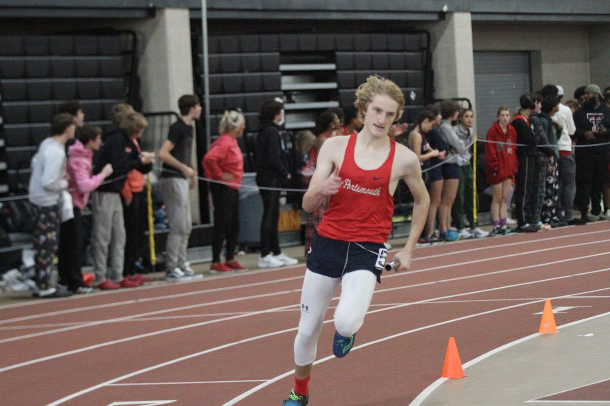 Landon Rodrigues won the 55-meter hurdles race in a time of 8.36 seconds, and also took first place in the long jump with a best leap of 20 feet, 8 inches. (File photo from a previous meet.)