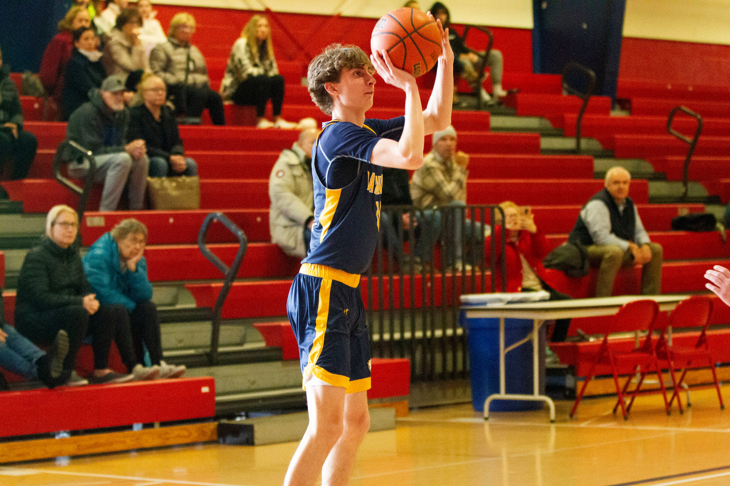 Barrington High School’s Sean Bonneau, shown in a game earlier this season, hit eight three-pointers and finished with a game-high 28 points as the Eagles defeated Narragansett on Wednesday night, Jan. 25.