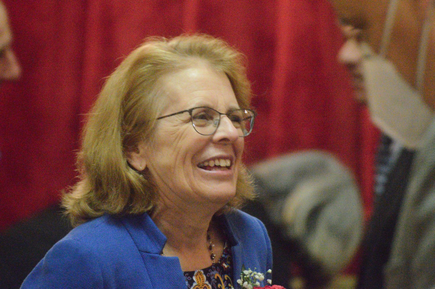 Rep. Terri Cortvriend (D-Dist. 72) at her desk in the House chambers Tuesday before being sworn in for her third term.