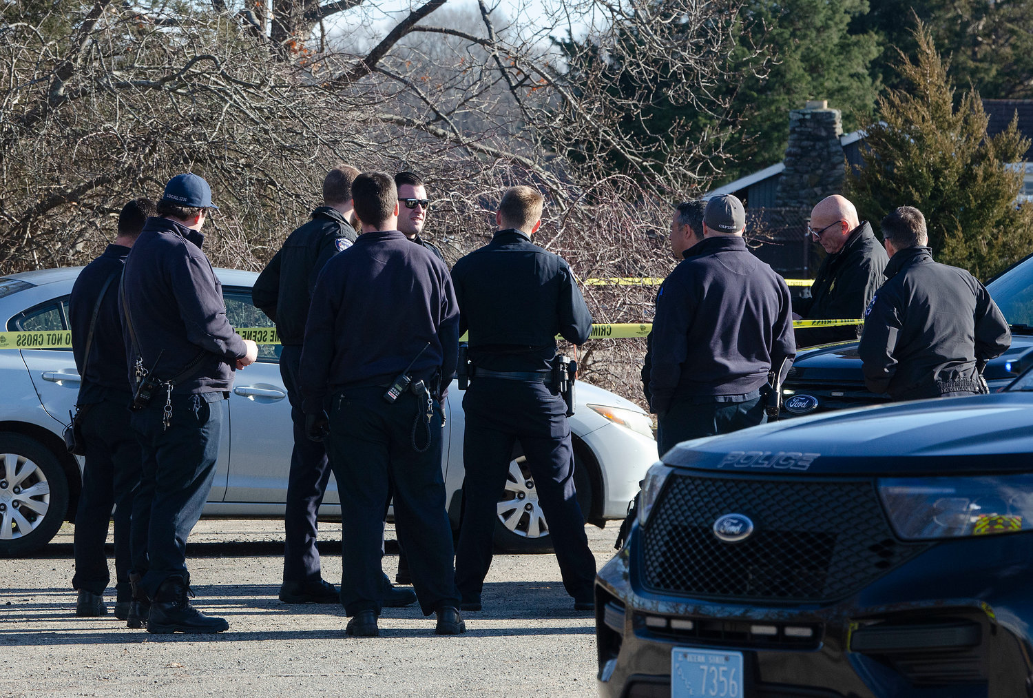 Barrington Police investigate the scene where a body was recovered on Wednesday.