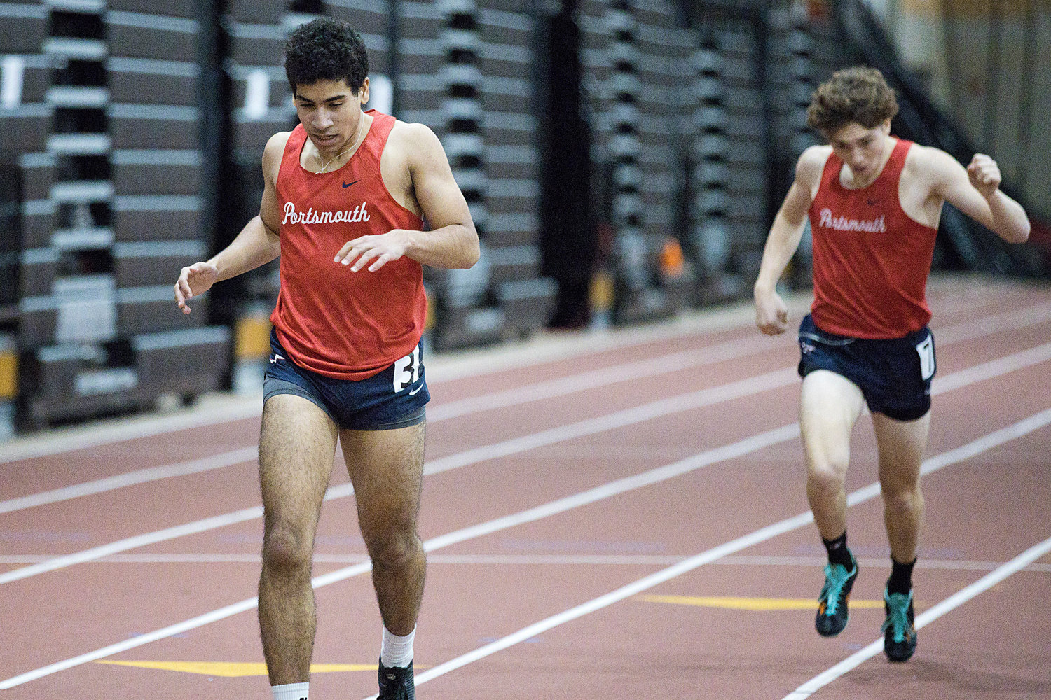 Jay DeFalco finished the 600 meter race just ahead of teammate, Wake Zani.