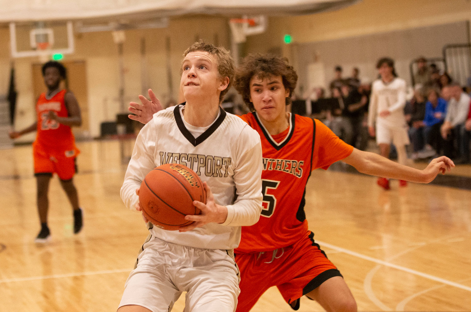 Coltrane McGonigle looks to put back a rebound during the game. 