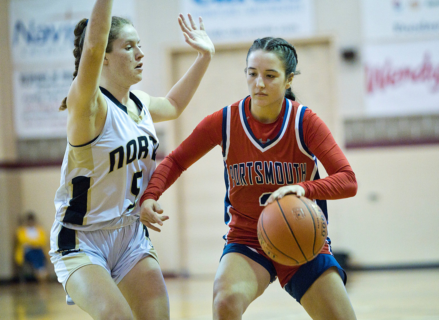 Olivia Durant controls the ball away from a North Kingstown defender during the second half of Saturday’s game.
