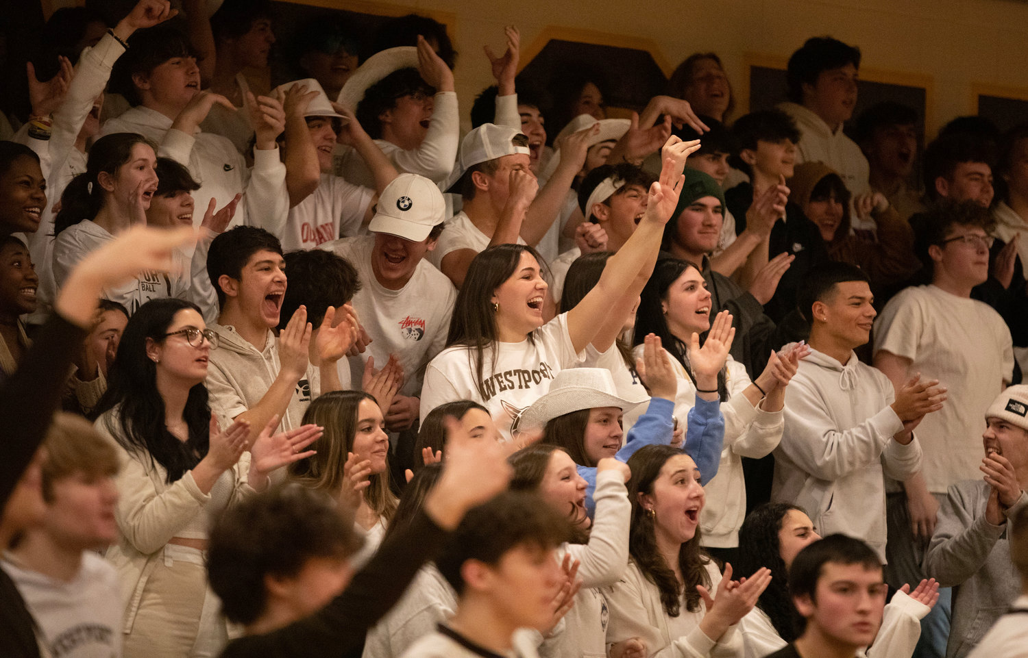The fans erupt after a Max Morotti 3-pointer in the second half.