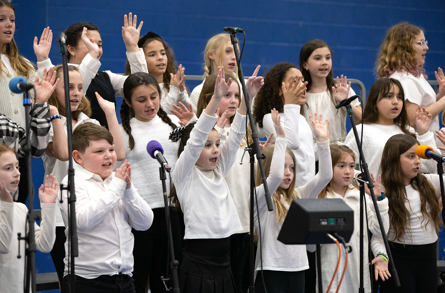 Rockwell students sing "Shake, Rattle, and Roll."