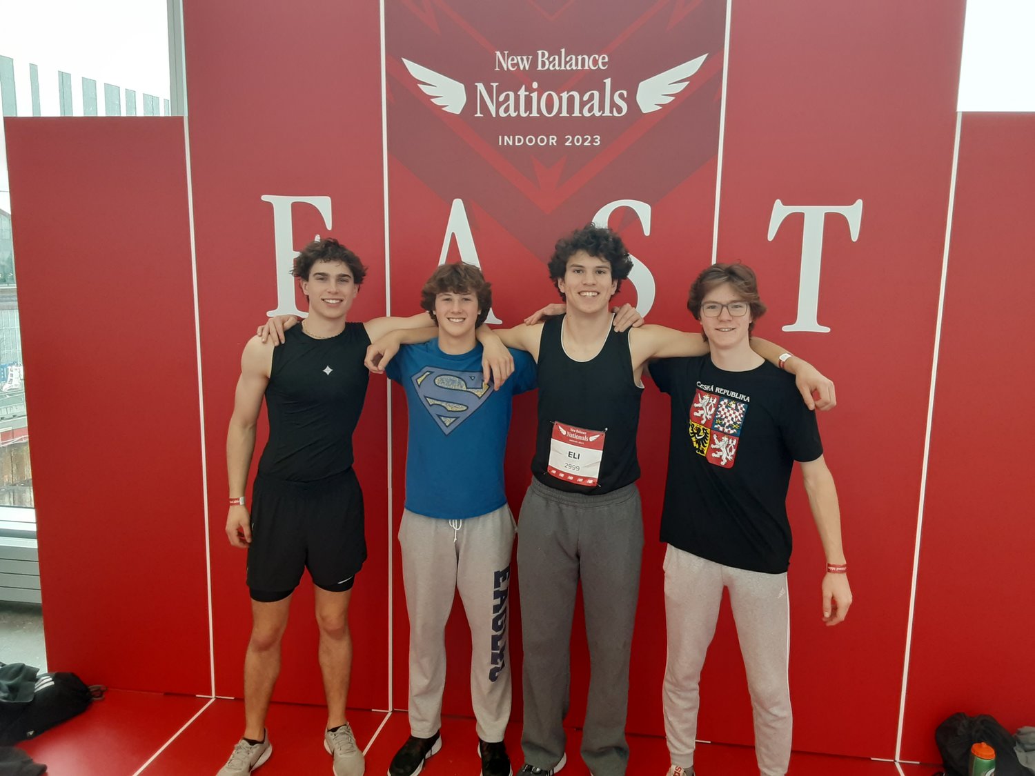 Barrington High School’s shuttle hurdle relay team of Ethan Knight, Ryan Martin, Eli Terrell and Bobby Wind finished 13th at the New Balance Nationals Indoor in Boston earlier this month.